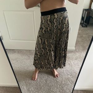 H&M snake print pleated midi skirt